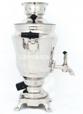 Электрический самовар из латуни никелированный на 1,5 литра форма "Тюльпан" с защитой от выкипания в Новоуральске - novouralsk.mebel-74.com | фото