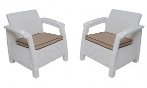 Комплект уличной мебели Yalta Premium Terrace Triple Set (Ялта) белый (+подушки под спину) в Новоуральске - novouralsk.mebel-74.com | фото