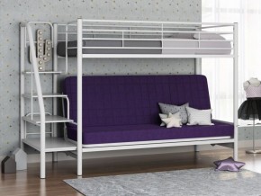 Кровать двухъярусная с диваном "Мадлен-3" (Белый/Фиолетовы) в Новоуральске - novouralsk.mebel-74.com | фото
