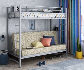 Кровать двухъярусная с диваном "Мадлен" (Серый/Фиолетовый) в Новоуральске - novouralsk.mebel-74.com | фото
