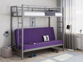 Кровать двухъярусная с диваном "Мадлен" (Серый/Фиолетовый) в Новоуральске - novouralsk.mebel-74.com | фото