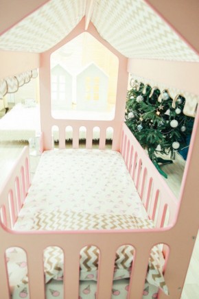 Кровать-домик без ящика 800*1600 (Розовый) в Новоуральске - novouralsk.mebel-74.com | фото
