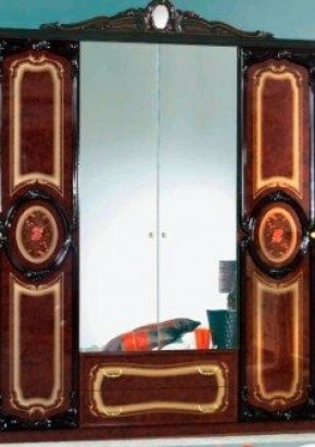 Шкаф 4-х дверный с зеркалами (01.144) Роза (могано) в Новоуральске - novouralsk.mebel-74.com | фото