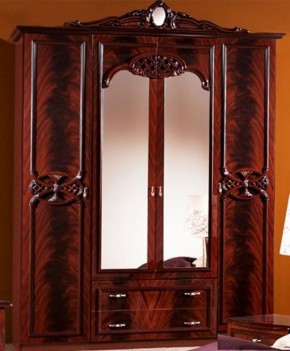 Шкаф 4-х дверный с зеркалами (03.144) Ольга (могано) в Новоуральске - novouralsk.mebel-74.com | фото