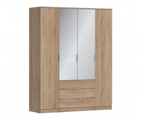 Шкаф 4х дверный с зеркалами Николь СБ-2595/1 (Дуб Сонома) в Новоуральске - novouralsk.mebel-74.com | фото