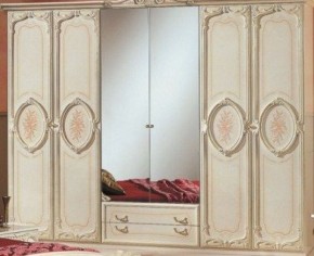 Шкаф 6-и дверный с зеркалами (01.146) Роза (беж) в Новоуральске - novouralsk.mebel-74.com | фото