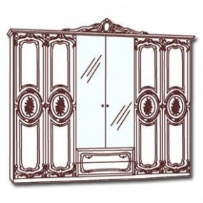 Шкаф 6-и дверный с зеркалами (01.146) Роза (беж) в Новоуральске - novouralsk.mebel-74.com | фото