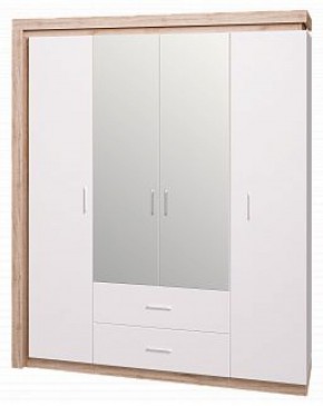 Шкаф для одежды с ящиками 4-х створчатый с зеркалом Люмен 16 в Новоуральске - novouralsk.mebel-74.com | фото